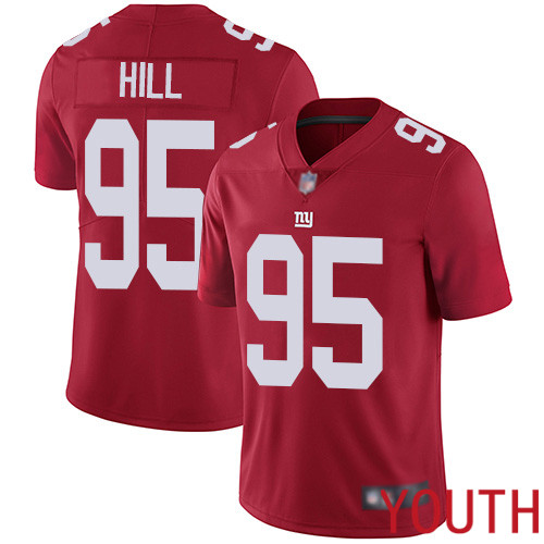 Youth New York Giants 95 B.J. Hill Red Limited Red Inverted Legend Football NFL Jersey